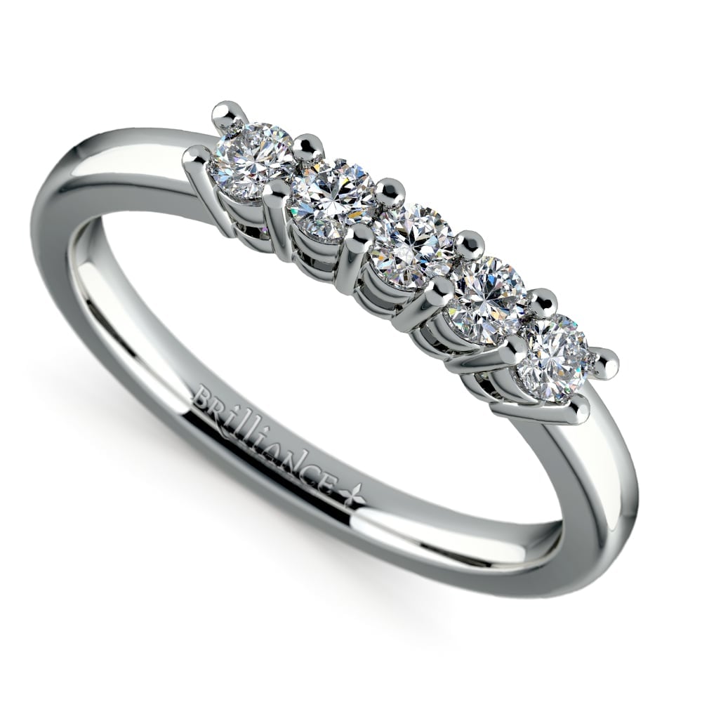 Five Diamond Platinum Wedding Ring With Open Gallery Setting | 01