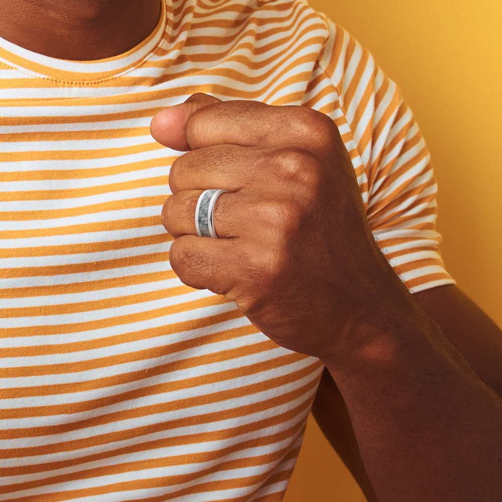 Flat Carbon Fiber Inlays Men's Wedding Ring in Titanium (8mm) | 05