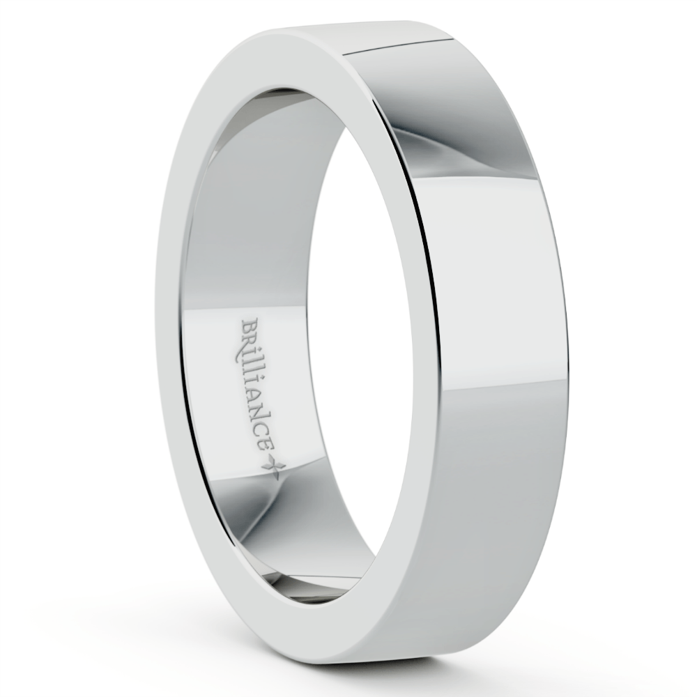 Flat Mens Wedding Band In White Gold (5mm) | 02