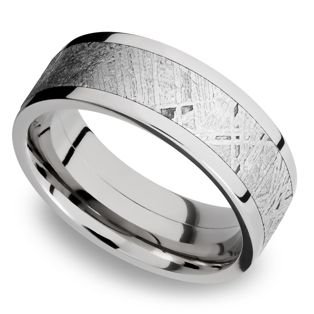 The Aldrin - Cobalt Chrome Flat Mens Meteorite Ring (8mm) | 01