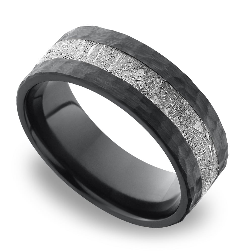 Ceres - Hammered Zirconium Mens Meteorite Ring (7mm) | 01