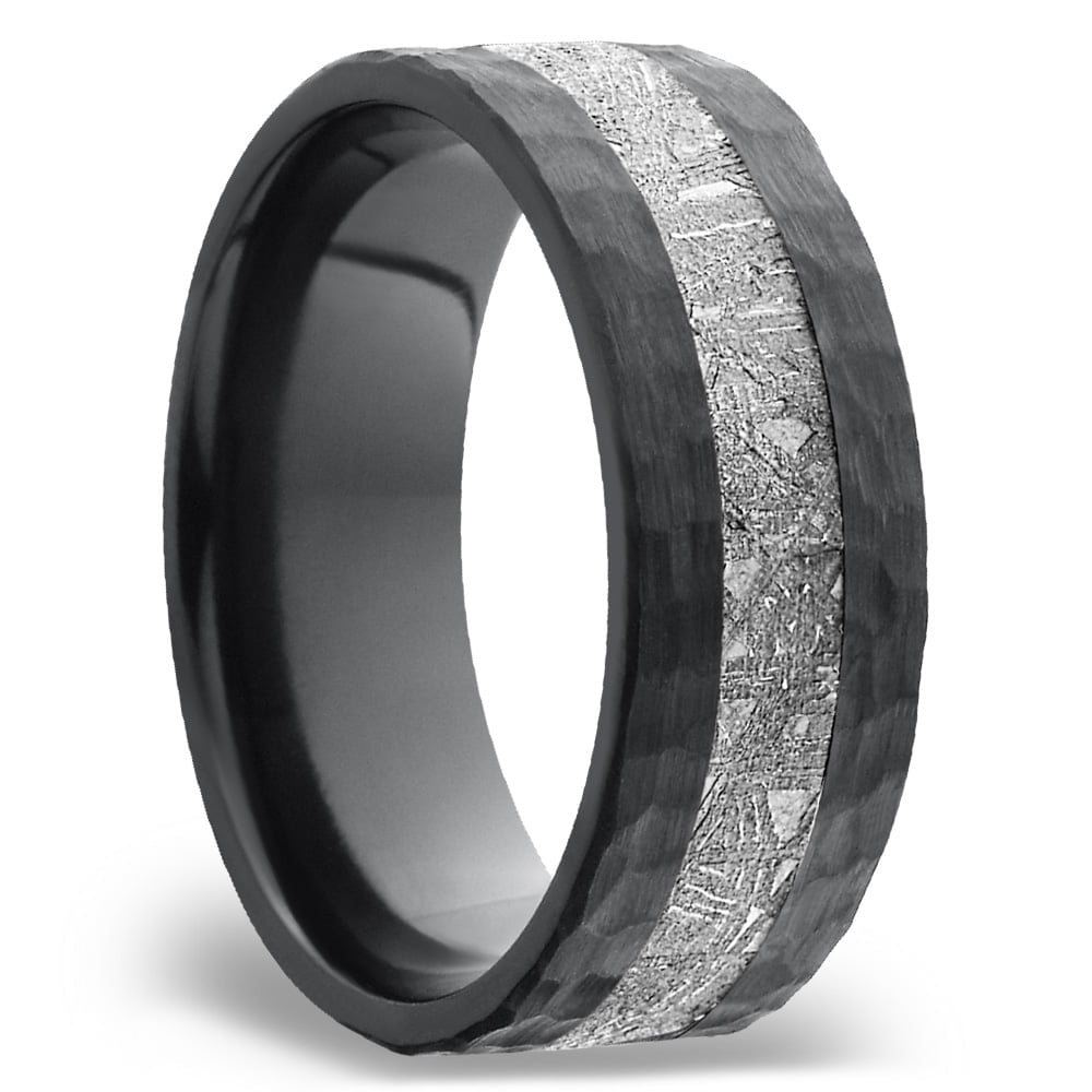 Ceres - Hammered Zirconium Mens Meteorite Ring (7mm) | 02