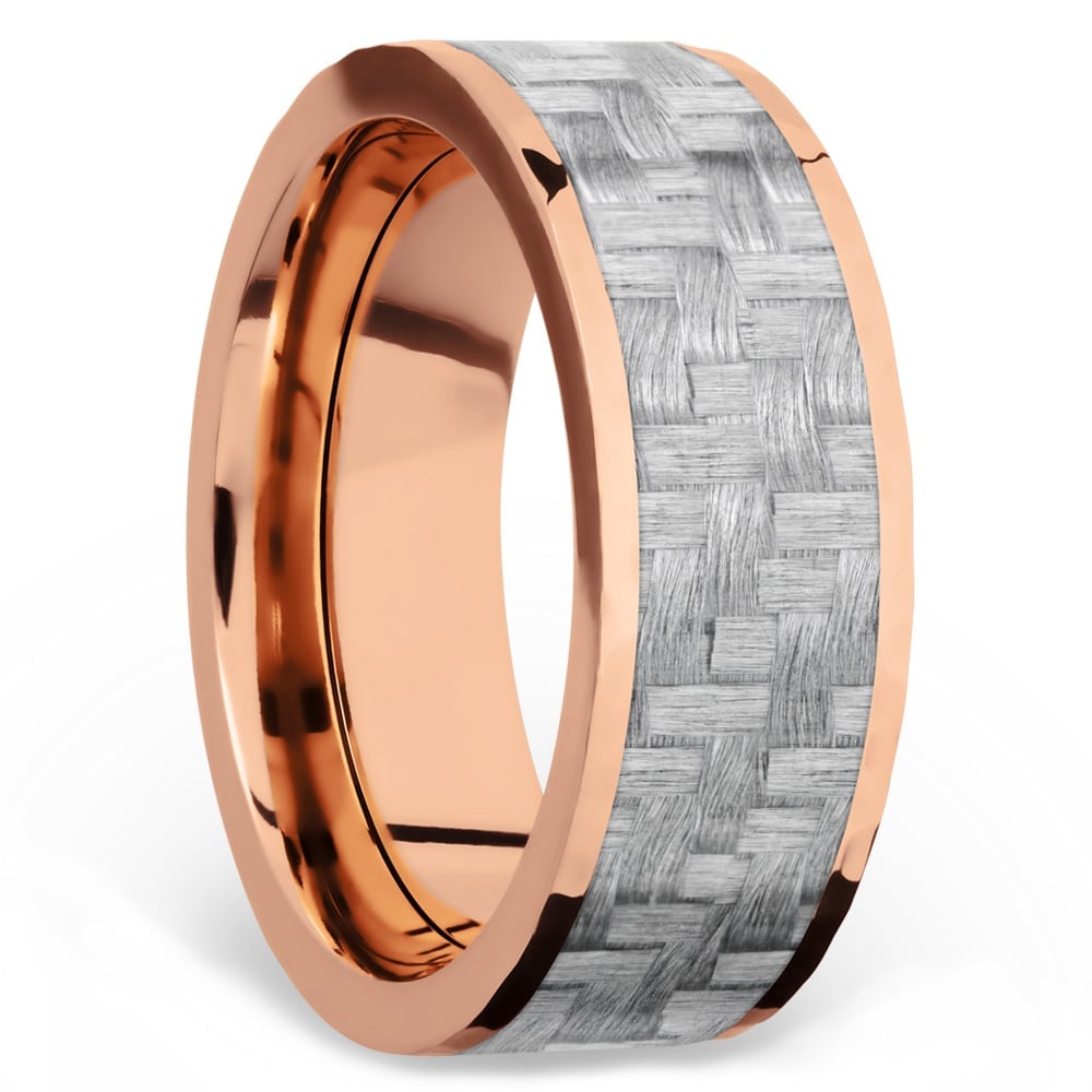 Carbon Fiber And Rose Gold Mens Wedding Ring | 02