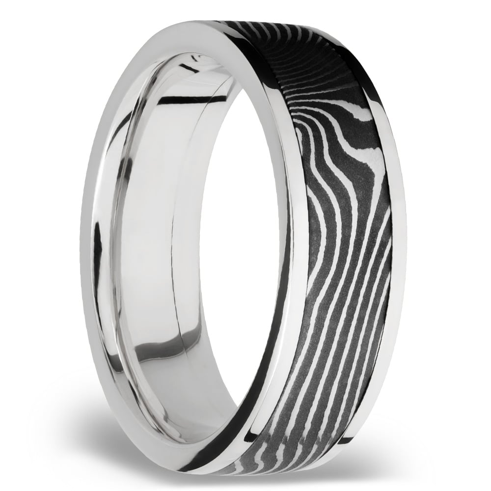 Flattwist Damascus Inlay Men's Wedding Ring in Cobalt Chrome (7mm) | 02