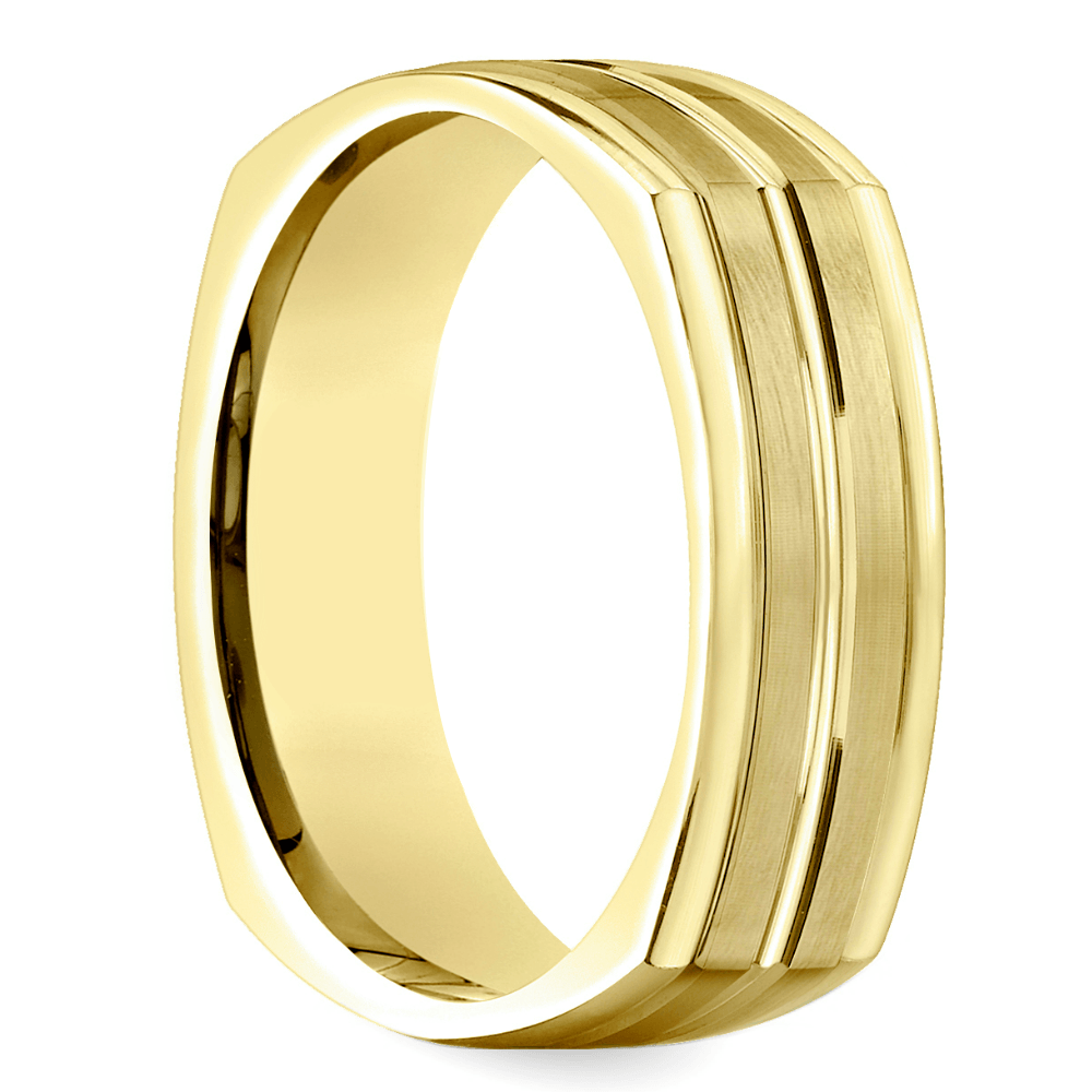 Four-Sided Satin Men's Wedding Ring in 14K Yellow Gold (7.5mm) | 02