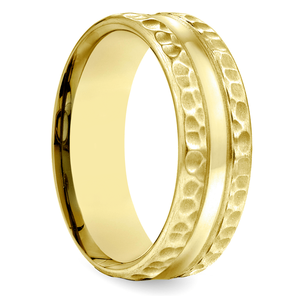 Hammered Gold Ring For Men (7.5 Mm) | 02