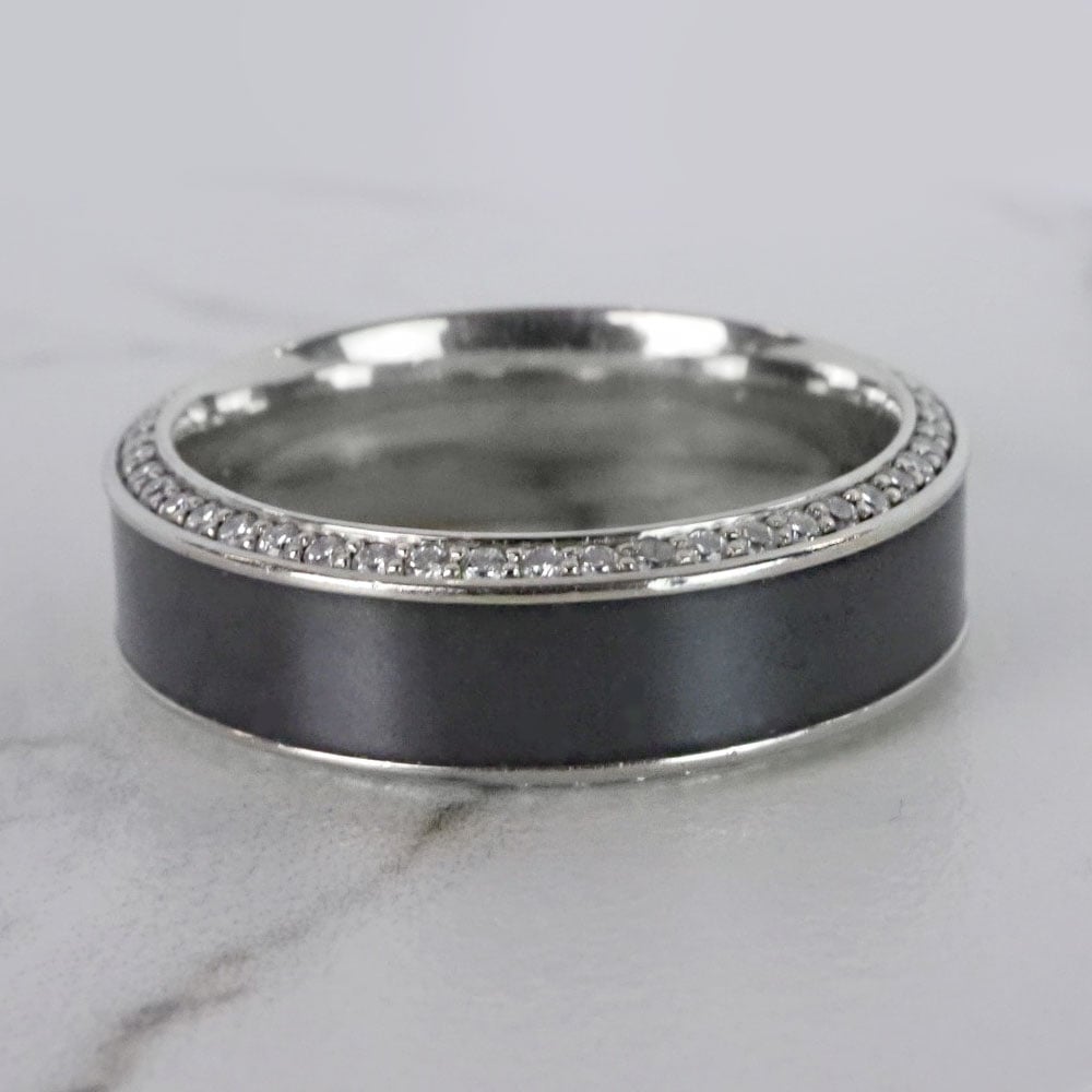 Helios - White Gold And Elysium Mens Wedding Band With White Diamonds (8mm) | 04