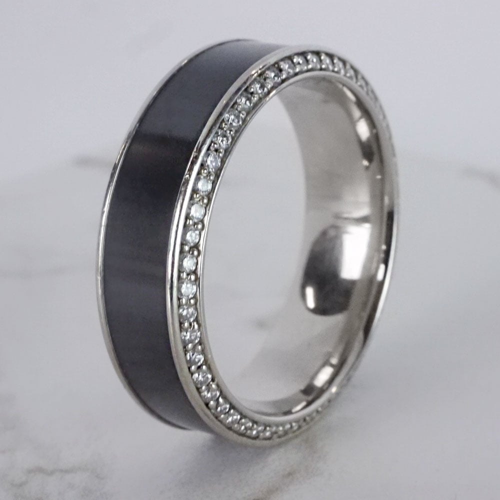 Helios - White Gold And Elysium Mens Wedding Band With White Diamonds (8mm) | 05
