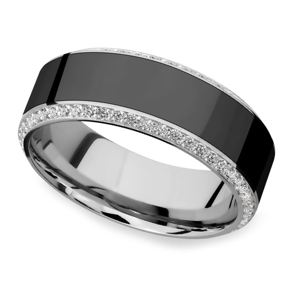 Helios - White Gold And Elysium Mens Wedding Band With White Diamonds (8mm) | 01