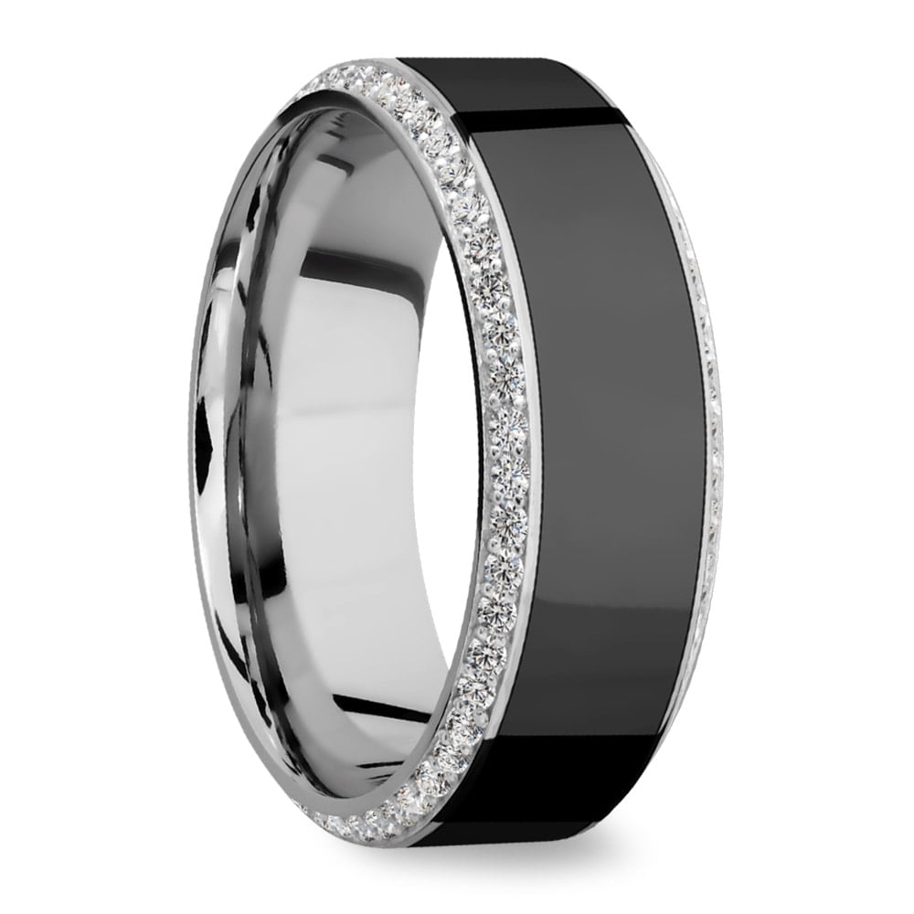 Helios - White Gold And Elysium Mens Wedding Band With White Diamonds (8mm) | 02