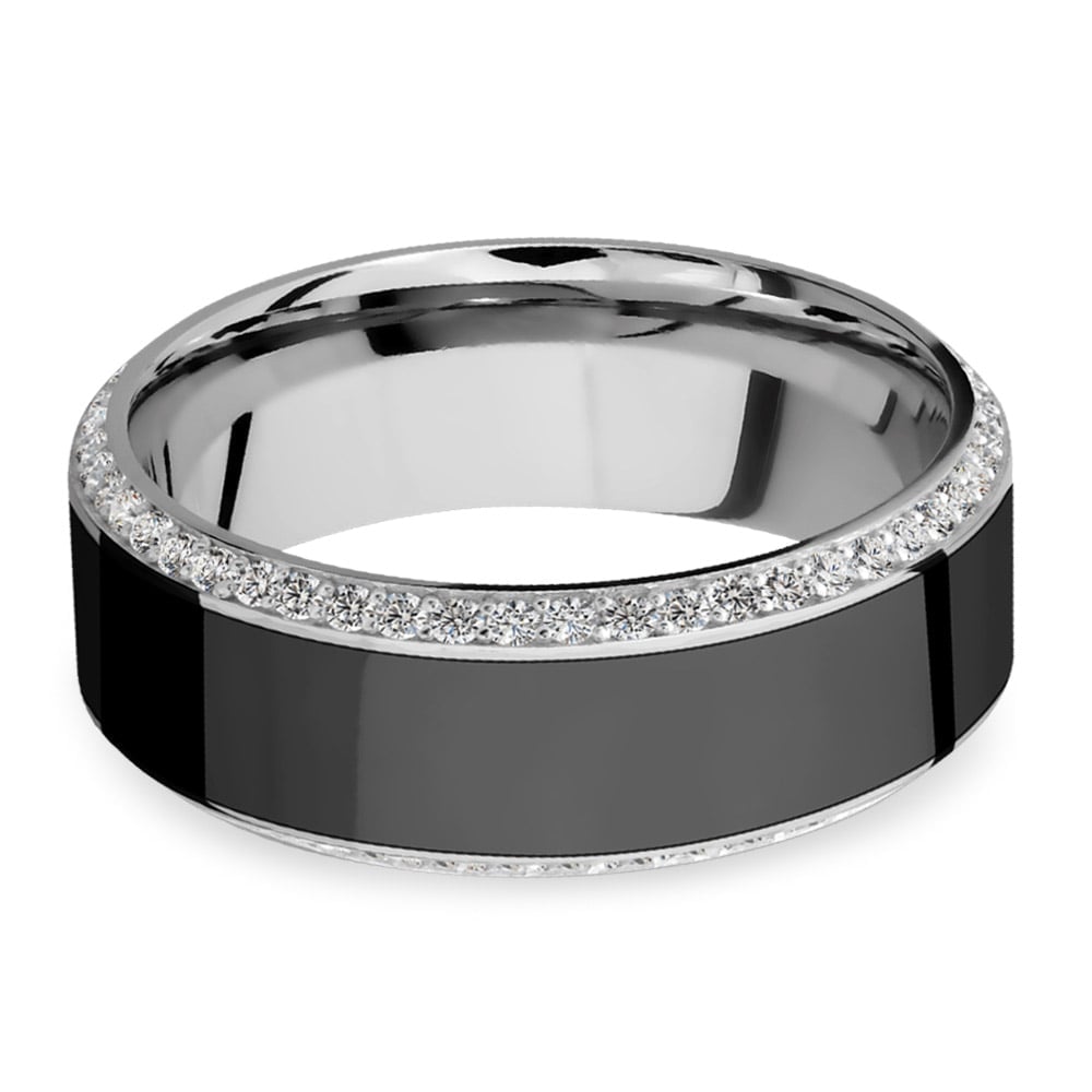 Helios - White Gold And Elysium Mens Wedding Band With White Diamonds (8mm) | 03
