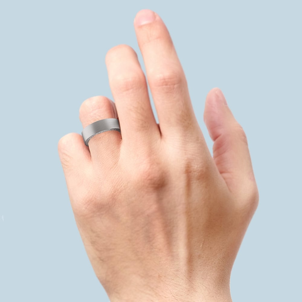 Hidden Diamond Men's Wedding Ring in Platinum (7mm) | Thumbnail 06
