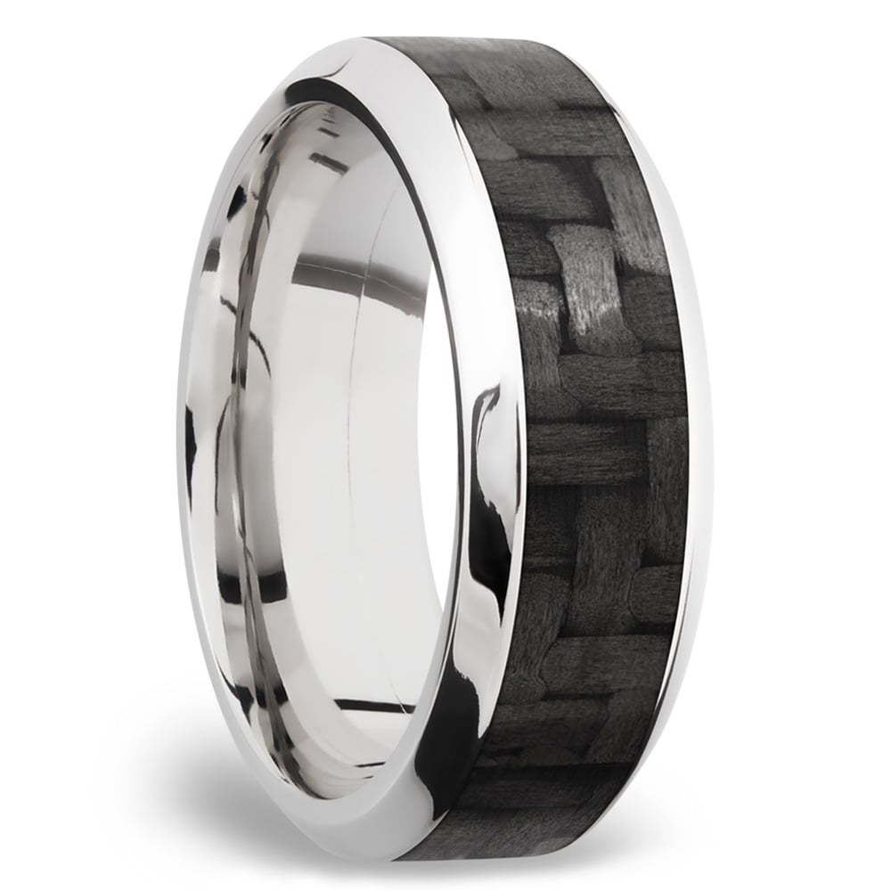 White Gold And Carbon Fiber Mens Wedding Ring | 02