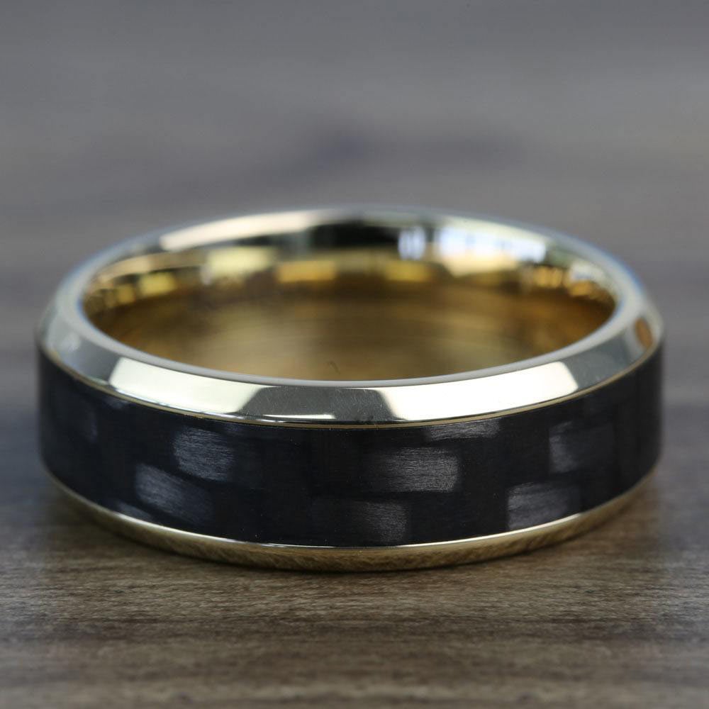 Carbon Fiber Inlay And 14K Gold Ring For Men | 04