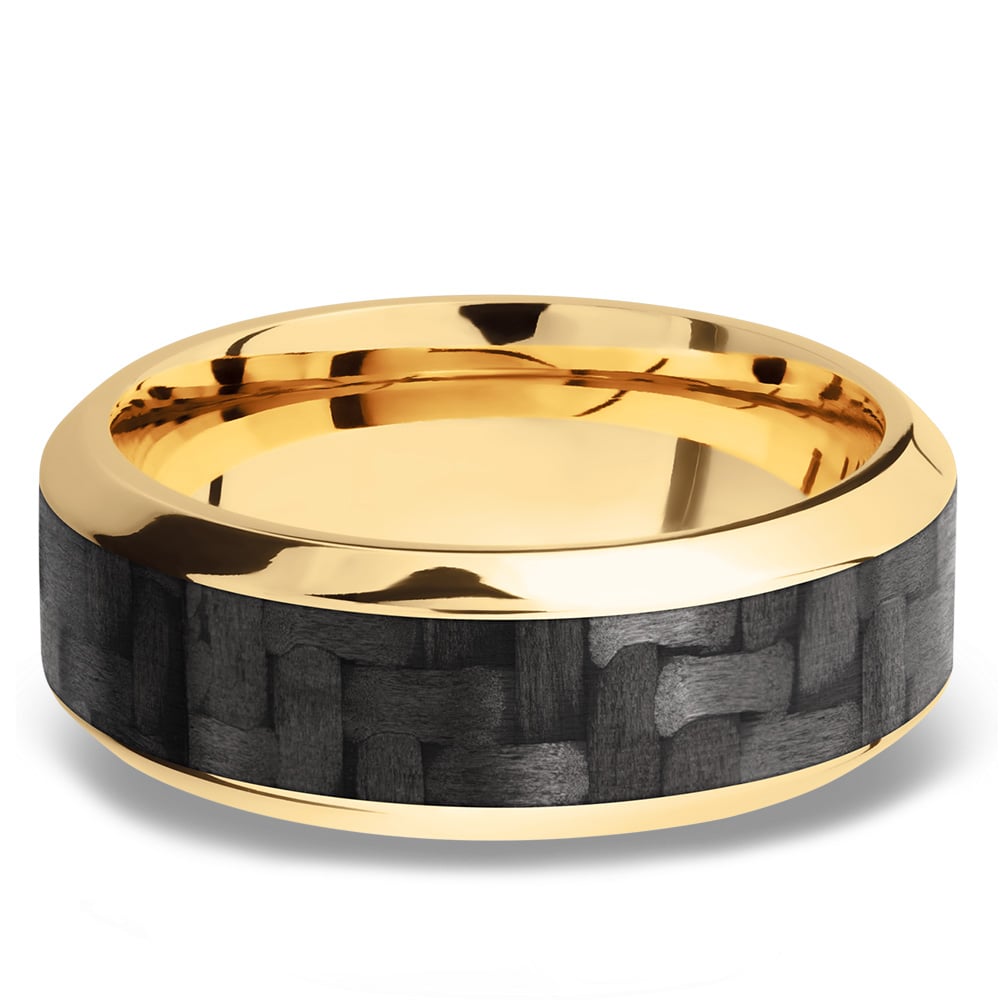 Carbon Fiber Inlay And 14K Gold Ring For Men | 03