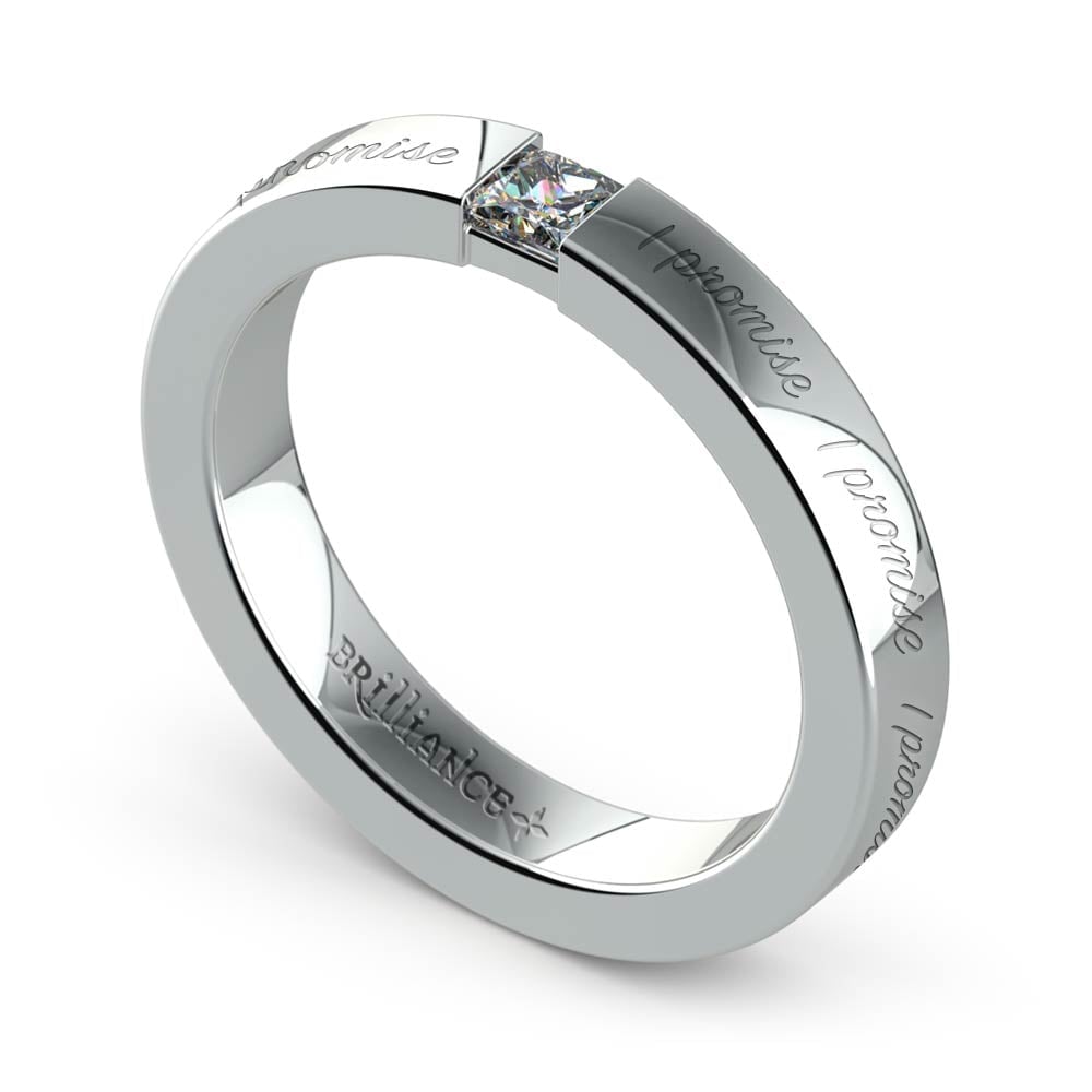 "I Promise" Princess Diamond Promise Ring in White Gold (3.4 mm) | Thumbnail 01