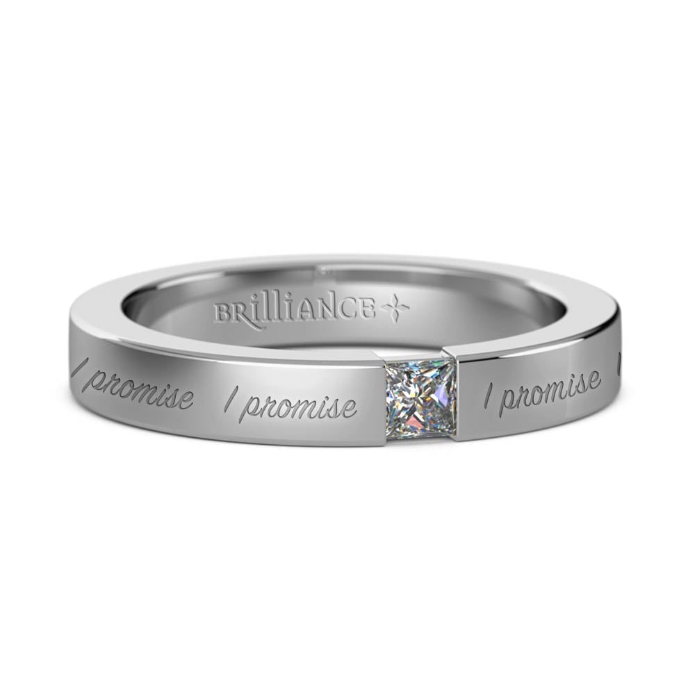 "I Promise" Princess Diamond Promise Ring in White Gold (3.4 mm) | Thumbnail 04