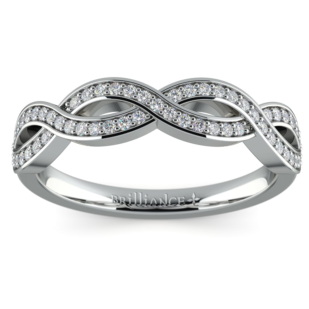 Infinity Twist Diamond Wedding Ring in White Gold | Thumbnail 02