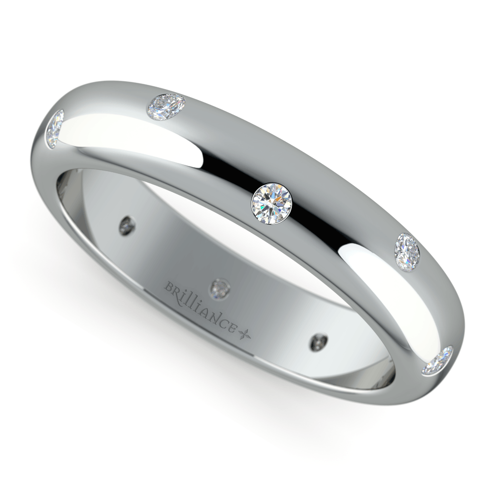 Inset Diamond Ring In Palladium (4 Mm) | 01