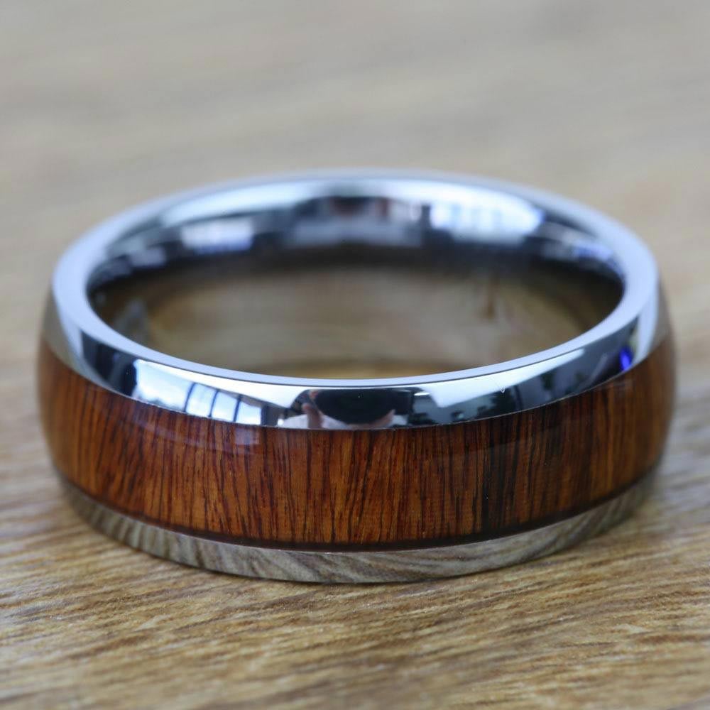 Ironside - Domed Tungsten Mens Band with Rosewood Inlay (8mm) | 04