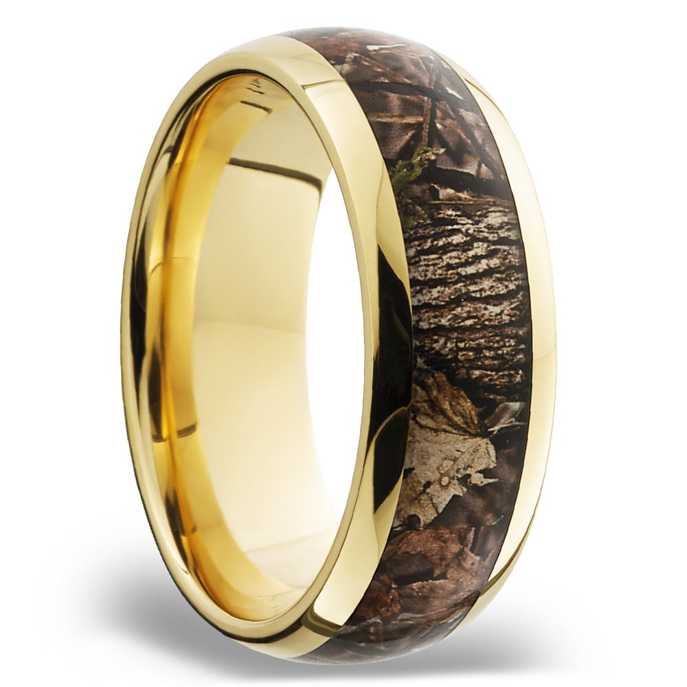 King's Woodland Inlay Men's Wedding Ring in 14K Yellow Gold (8mm) | 02