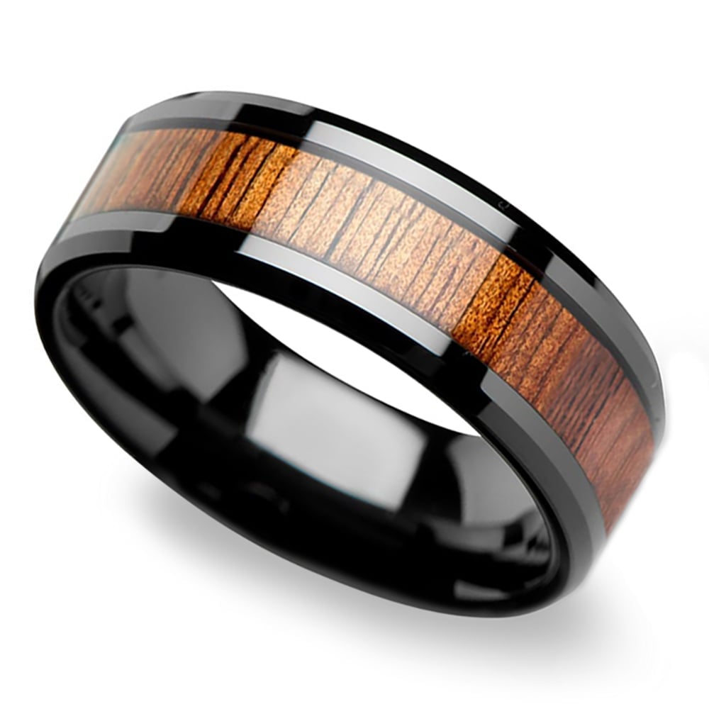 Mens Hawaiian Koa Wood Inlay Wedding Ring - The Low Tide | 01