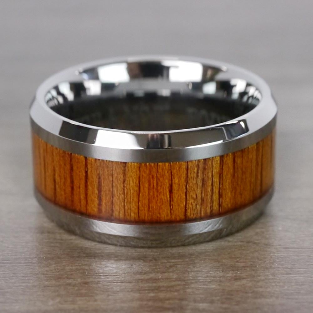 Extra Wide Mens Tungsten Wedding Ring With Koa Wood Inlay | 04