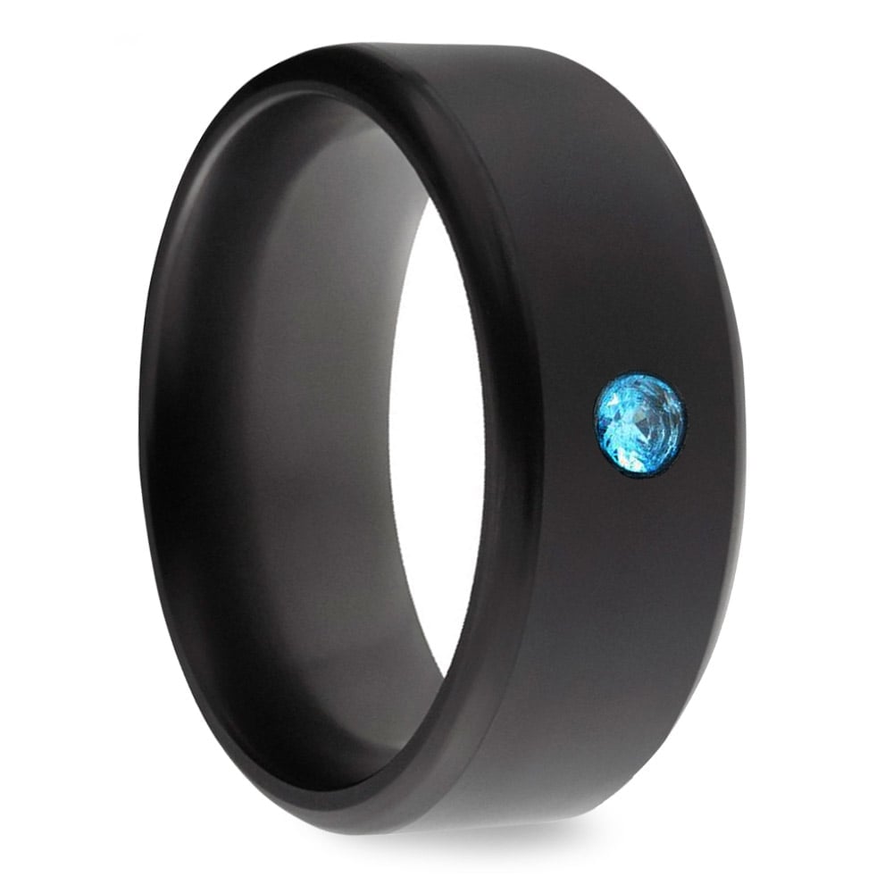 Kratos - Mens Blue Diamond Ring In Polished Elysium (8mm) | 02