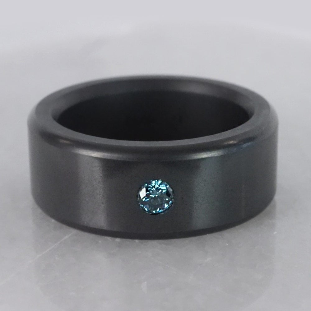 Kratos - Mens Blue Diamond Ring In Polished Elysium (8mm) | 04
