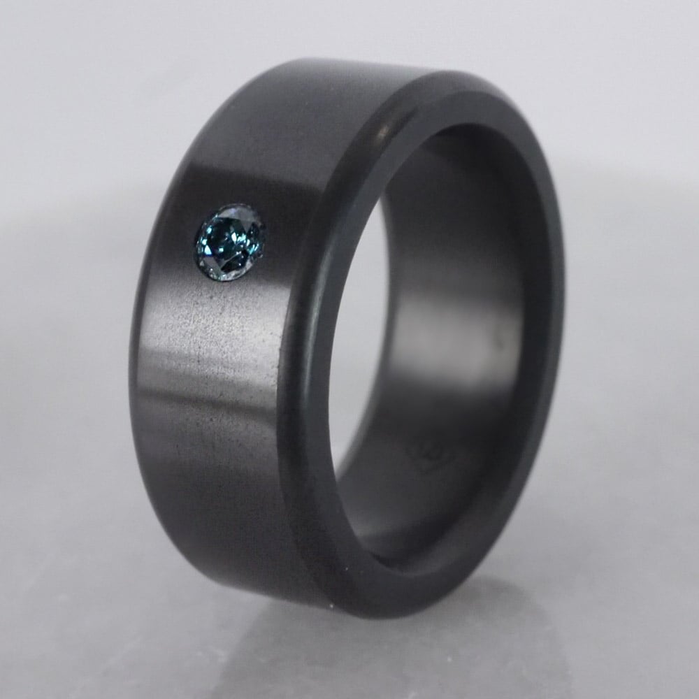 Kratos - Mens Blue Diamond Ring In Polished Elysium (8mm) | 05