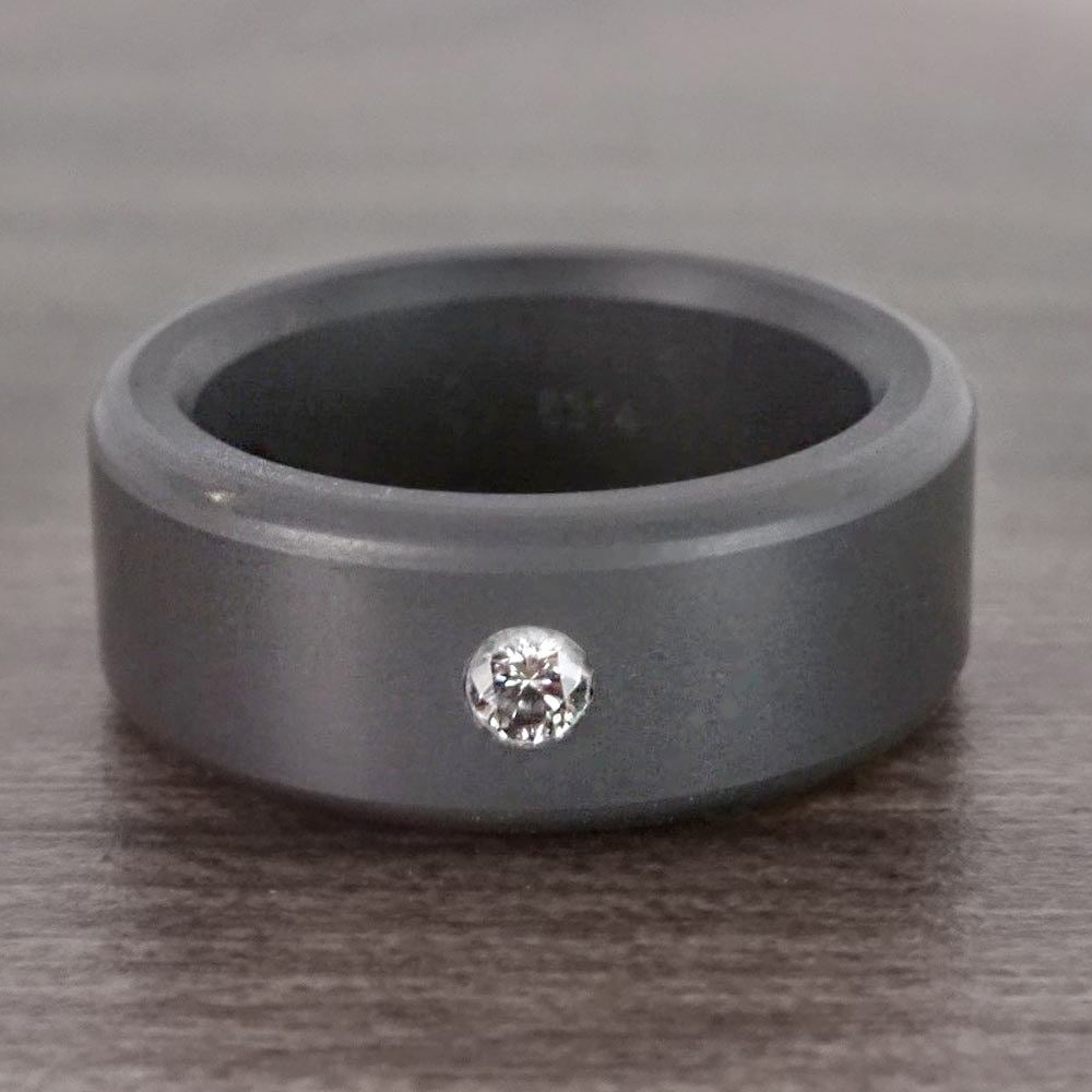 Kratos - Solitaire White Diamond Black Elysium Ring With Satin Finish (8mm) | 04