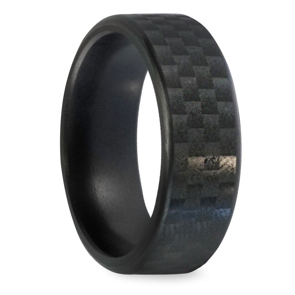 Kratos - Elysium Black Diamond Ring With Carbon Fiber Effect Finish (8mm)  | 02