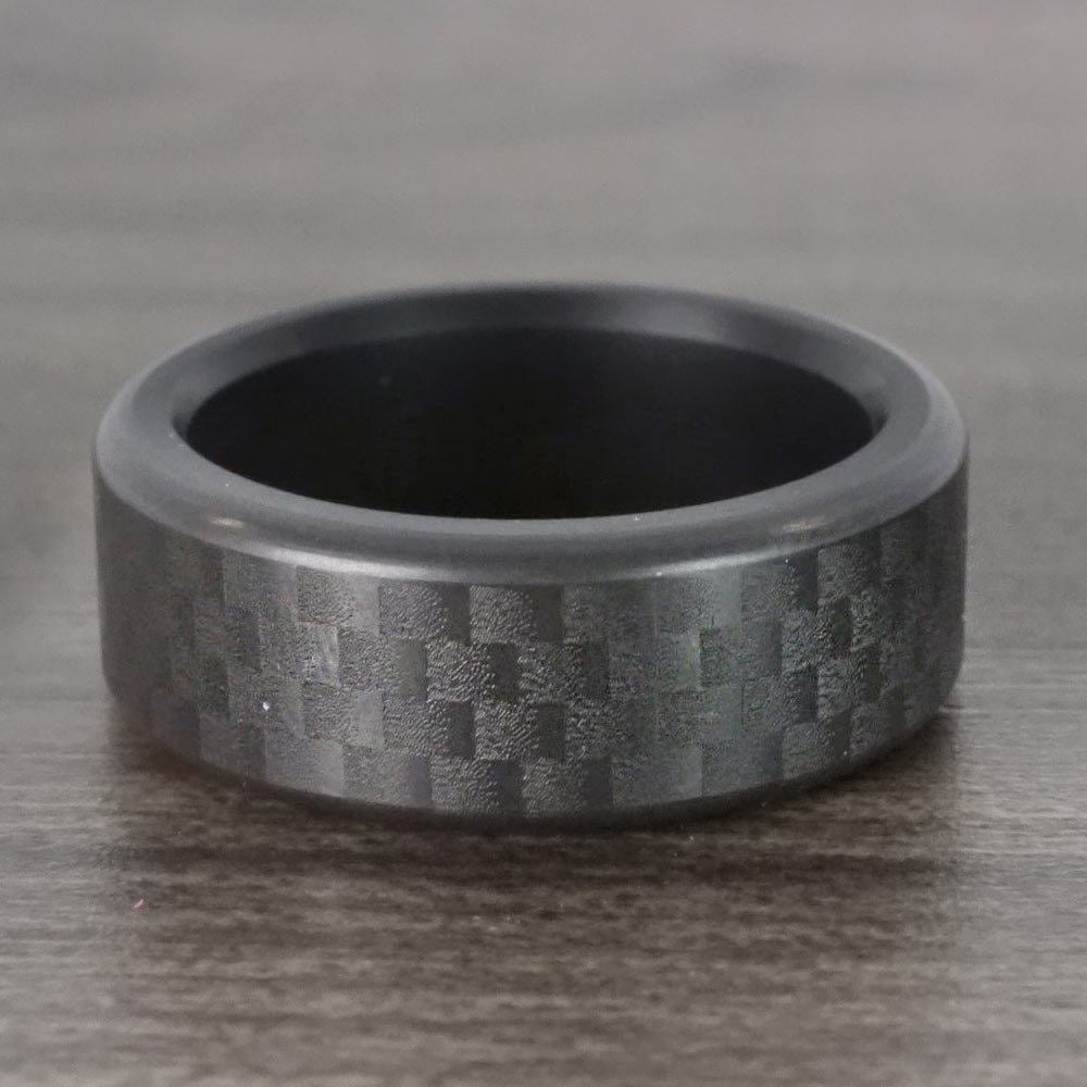 Kratos - Elysium Black Diamond Ring With Carbon Fiber Effect Finish (8mm)  | 04