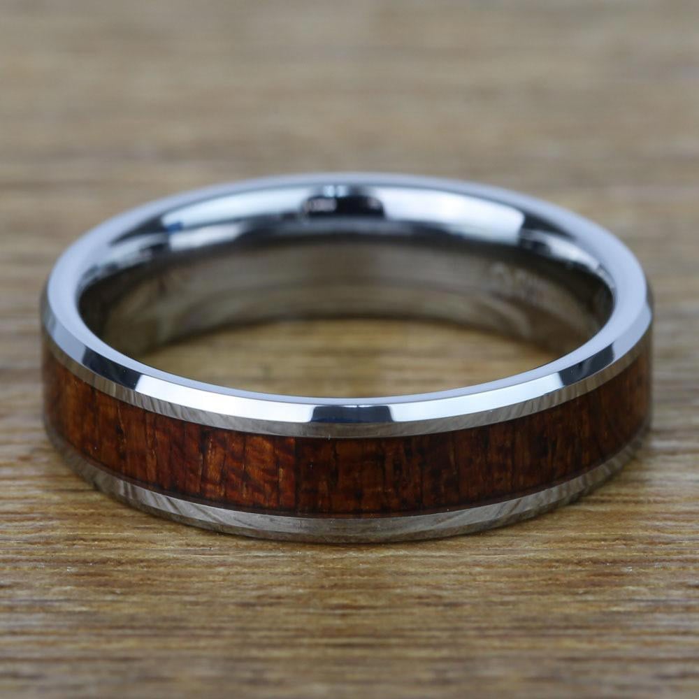 Mahogany Wood Mens Wedding Ring In Tungsten - The Low Tide (6mm) | 04