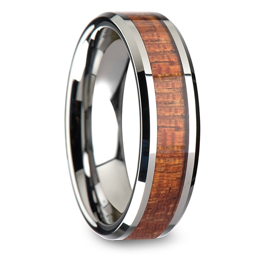 Mahogany Wood Mens Wedding Ring In Tungsten - The Low Tide (6mm) | 02