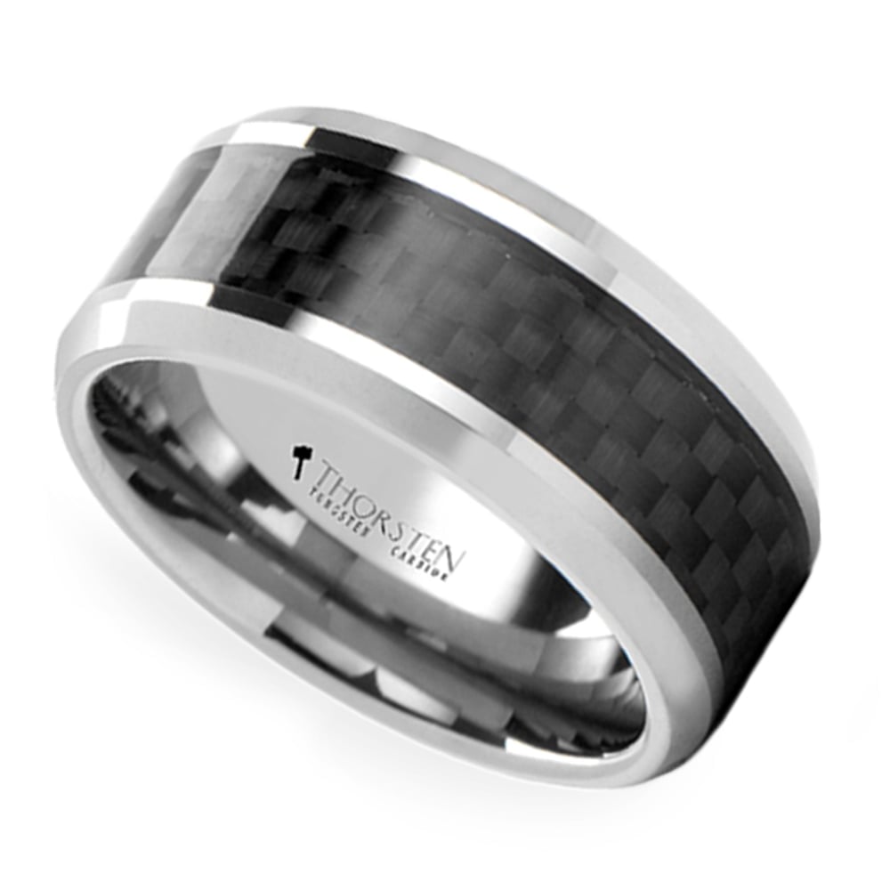 Tungsten Men's Wedding Ring with Black Carbon Fiber Inlay (8mm) | 01