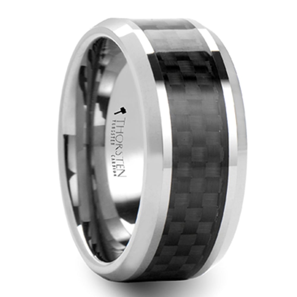 Tungsten Men's Wedding Ring with Black Carbon Fiber Inlay (8mm) | 02