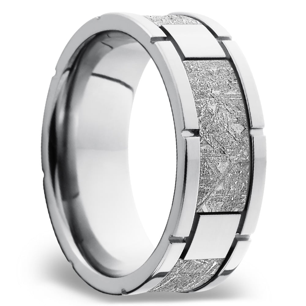 Cobalt Chrome Mens Ring With Meteorite Inlay - Space Walk | 02