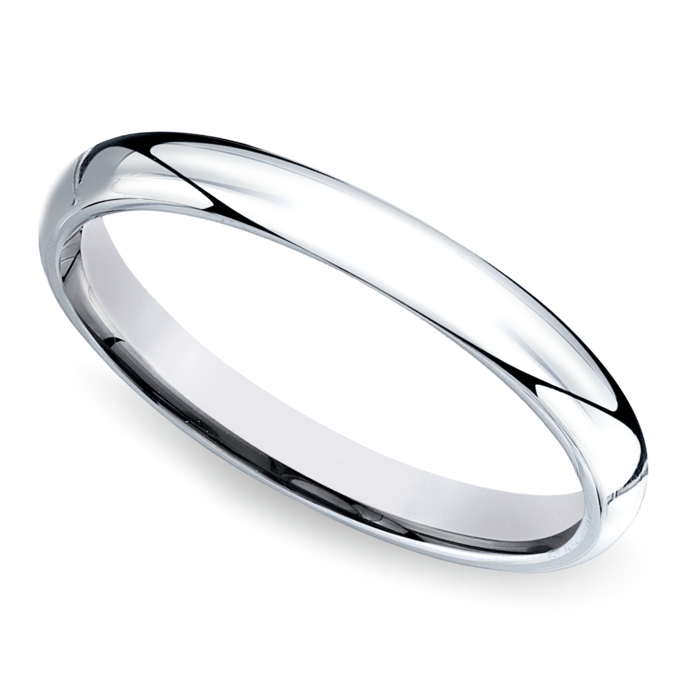 Mid Weight Comfort Fit Wedding Band For Men In White Gold | 01