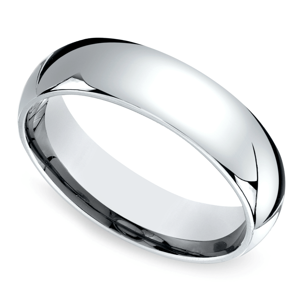 Mid Weight Wedding Band For Men In White Gold (6 Mm) | 01