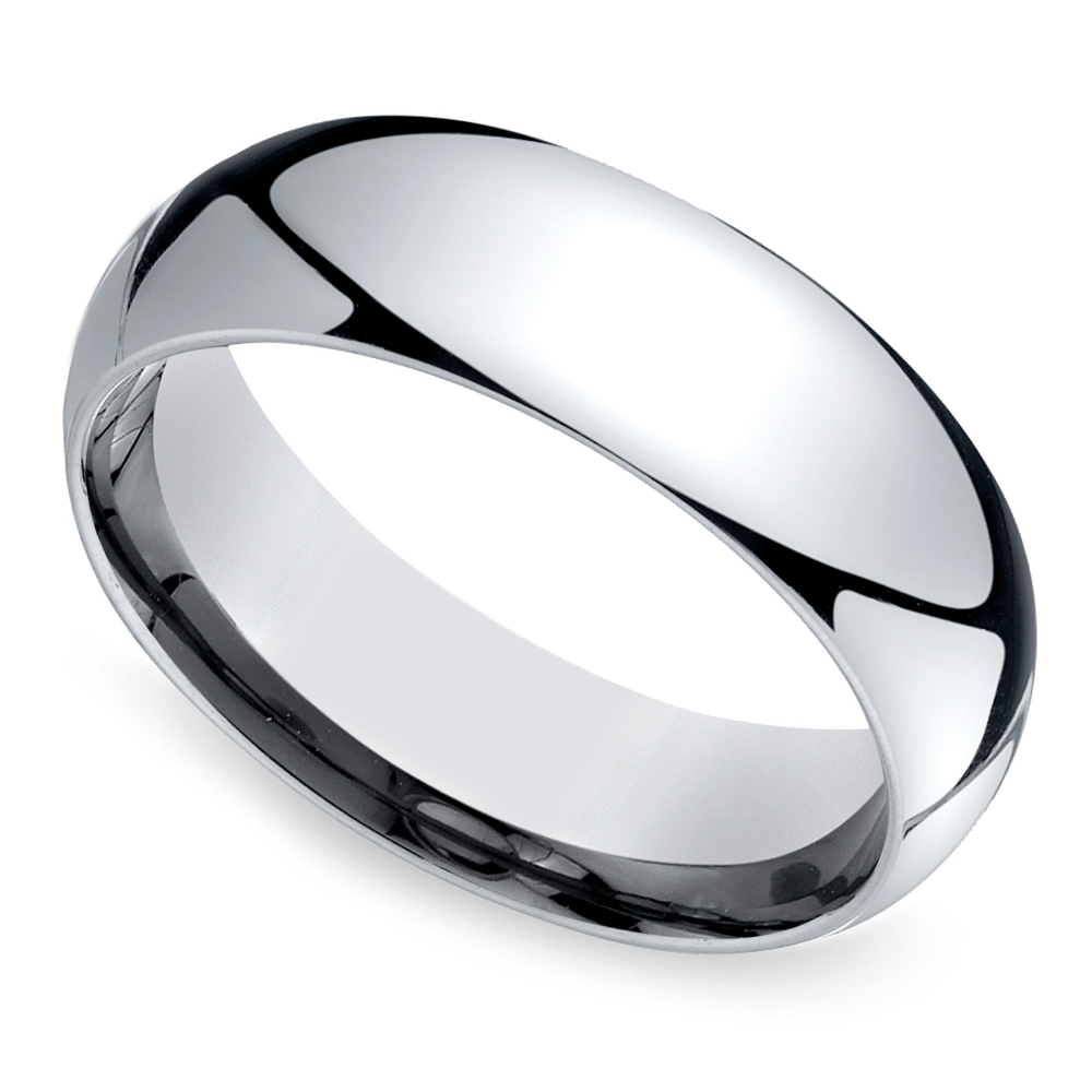 7 Mm Mid Weight Wedding Band For Men In White Gold | 01