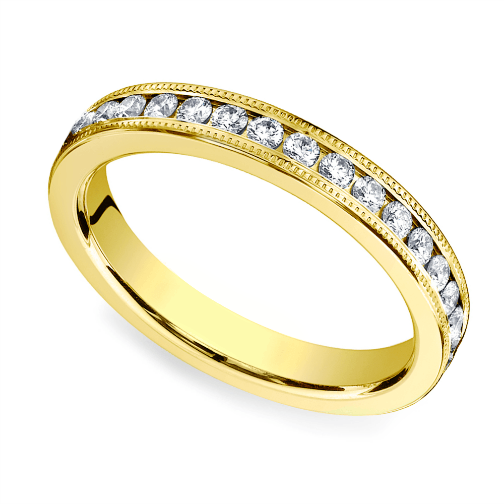 Milgrain Channel Diamond Eternity Ring in Yellow Gold  | Zoom