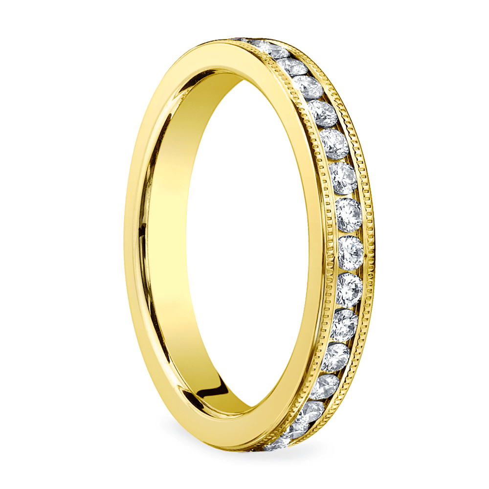 Milgrain Channel Diamond Eternity Ring in Yellow Gold  | 02
