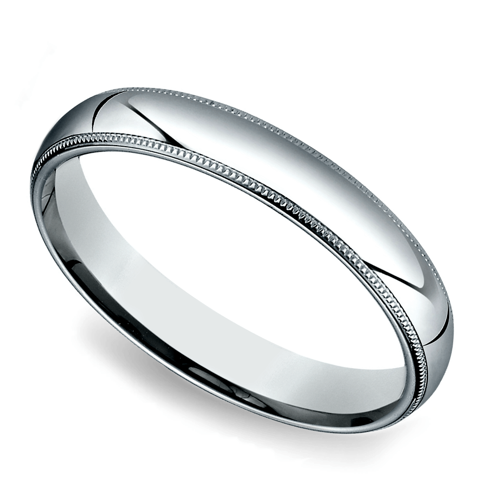 Milgrain Men's Wedding Ring in White Gold (4mm) | 01