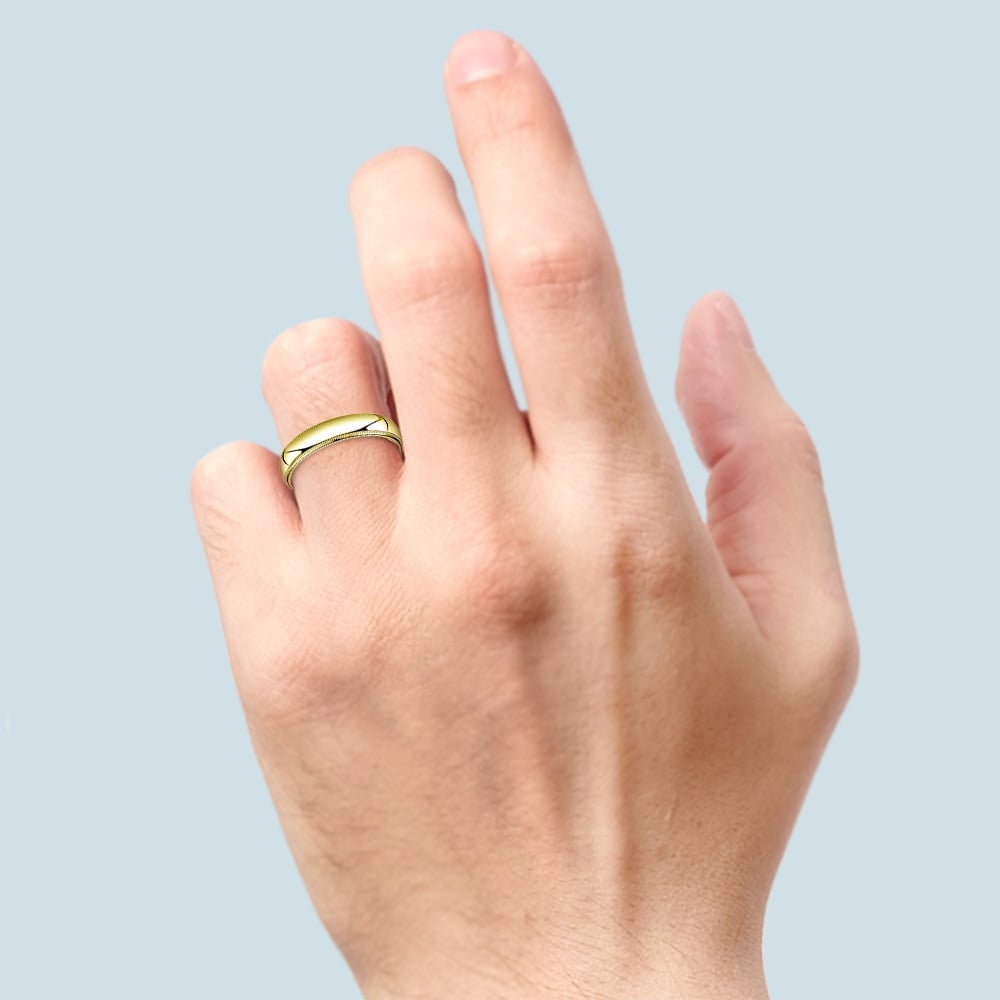 Milgrain Men's Wedding Ring in Yellow Gold (5mm) | 03
