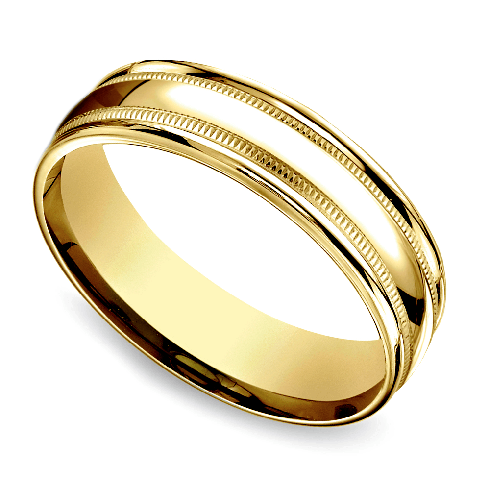 Milgrain Men's Wedding Ring in 14K Yellow Gold (6mm) | 01