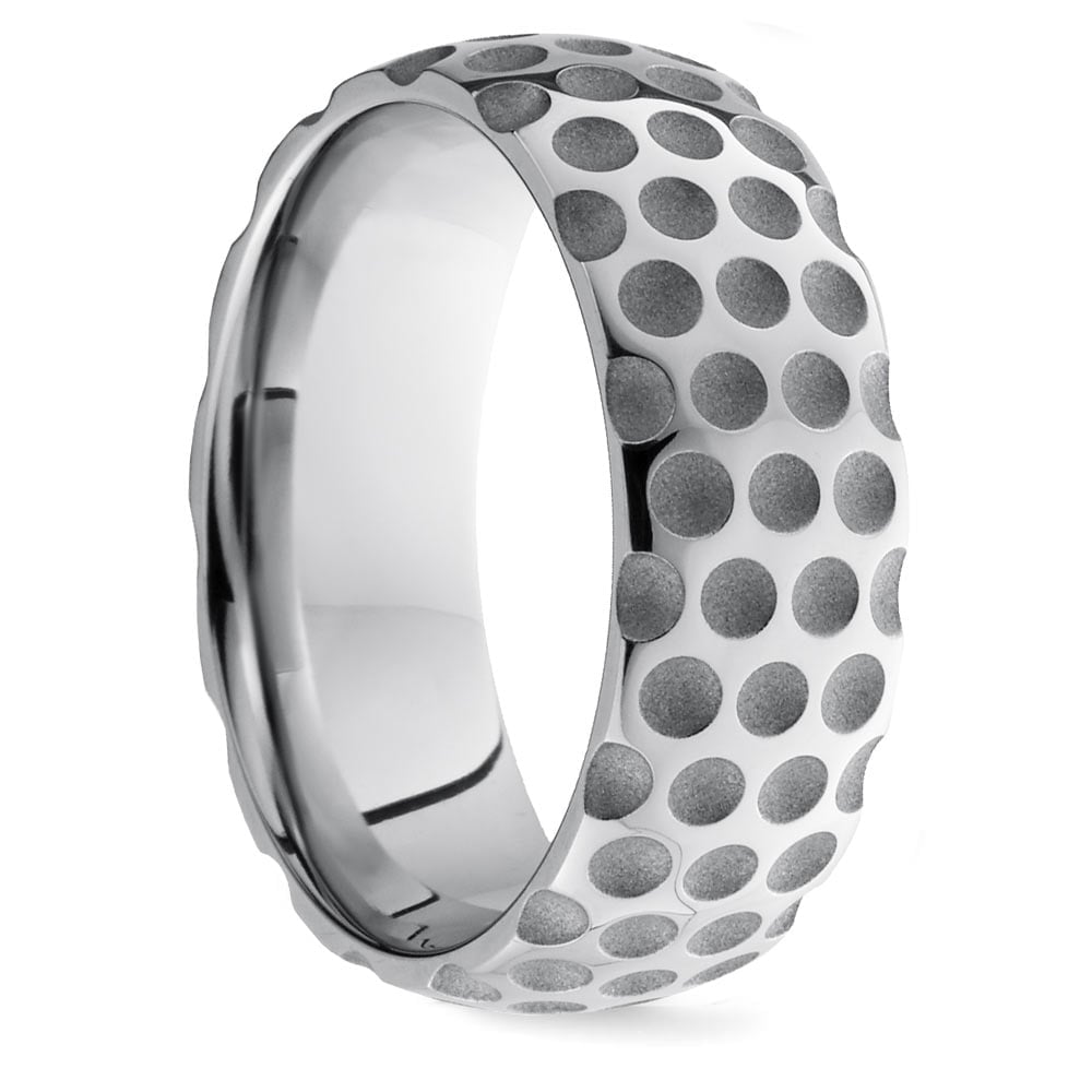 Golf Mens Wedding Band In Cobalt With Golf Ball Dimpled Effect | 02