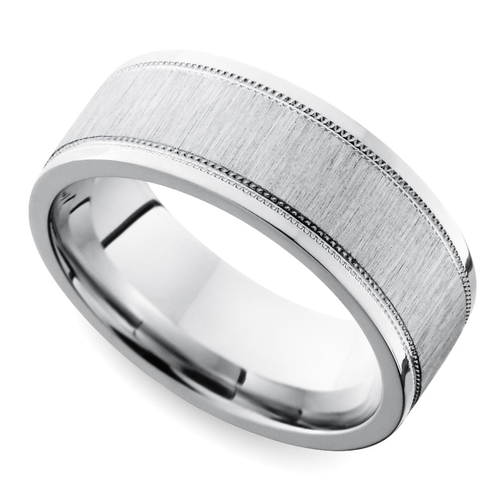 Mixed Finish Step Edge Milgrain Men's Wedding Ring in Cobalt (6mm) | 01