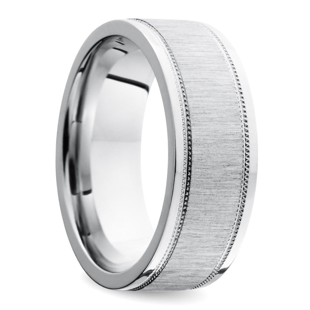 Mixed Finish Step Edge Milgrain Men's Wedding Ring in Cobalt (6mm) | 02