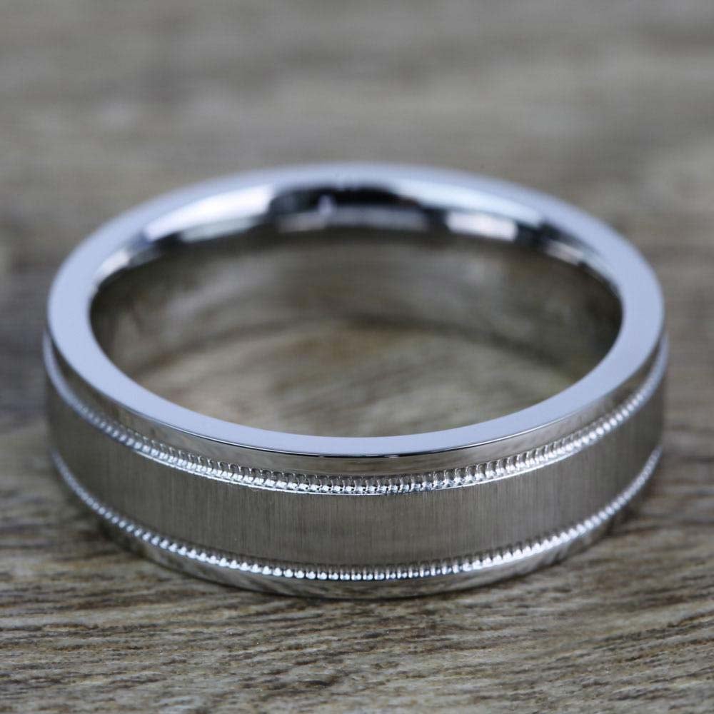 Mixed Finish Step Edge Milgrain Men's Wedding Ring in Cobalt (6mm) | 03